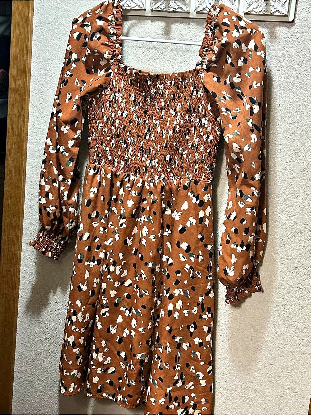 Hailey & Co Women's Animal Print Midi Dress Brown & White Small Like New